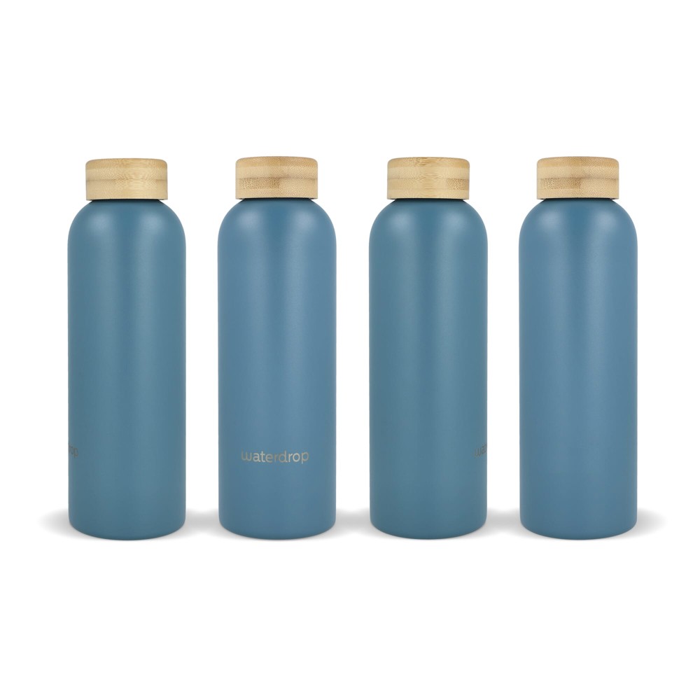 Waterdrop Edelstahlflasche mit Bambusdeckel 600 ml