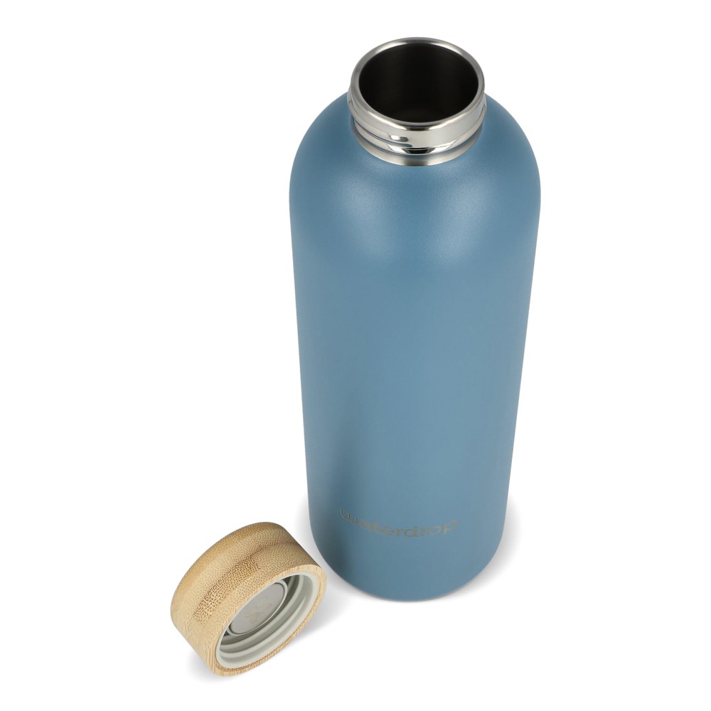 Waterdrop Edelstahlflasche mit Bambusdeckel 600 ml