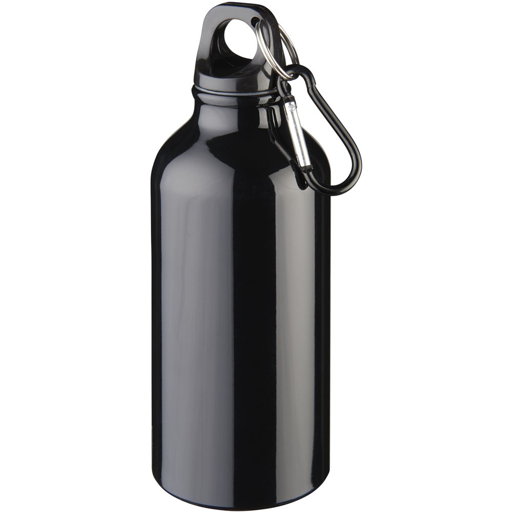 Oregon 400 ml Aluminium Trinkflasche mit Karabinerhaken - schwarz