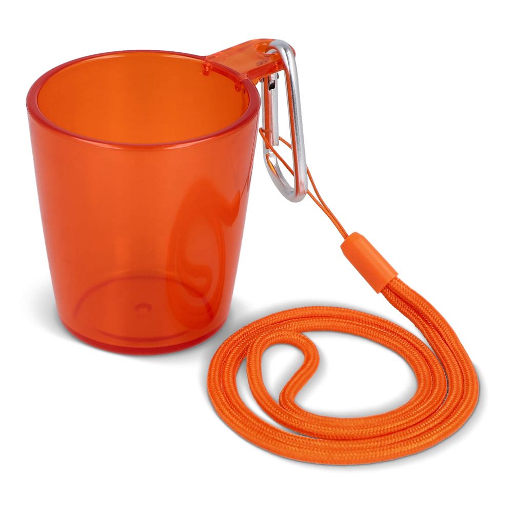 Festival-Shotglas mit Lanyard - Transparent / Orange