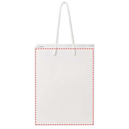Handgefertigte 170 g/m² Integra-Papiertüte mit Kunststoff Kordelgriffen – 18 × 9 × 23 cm 