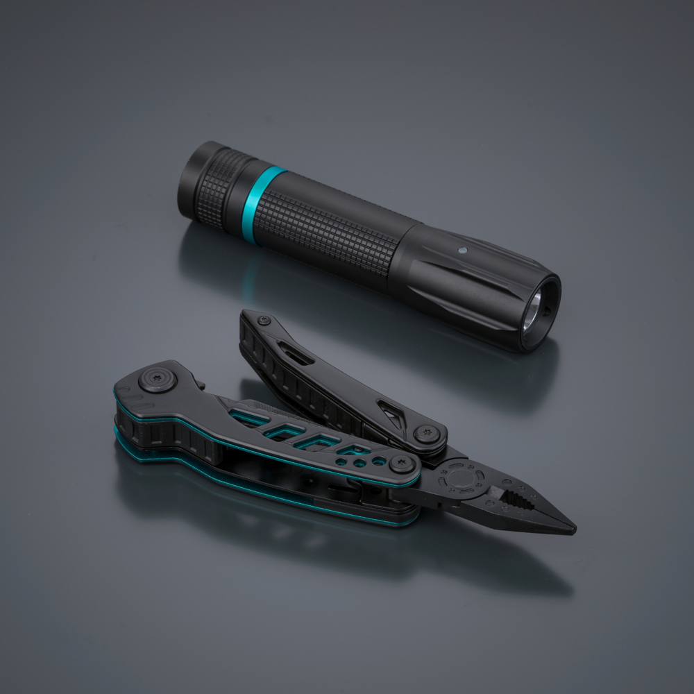Optima Color Set II: Multitool & kleine Taschenlampe - türkis