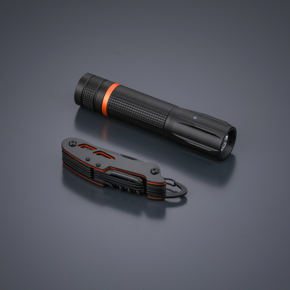 Optima Small Set: Taschenmesser & Taschenlampe - orange