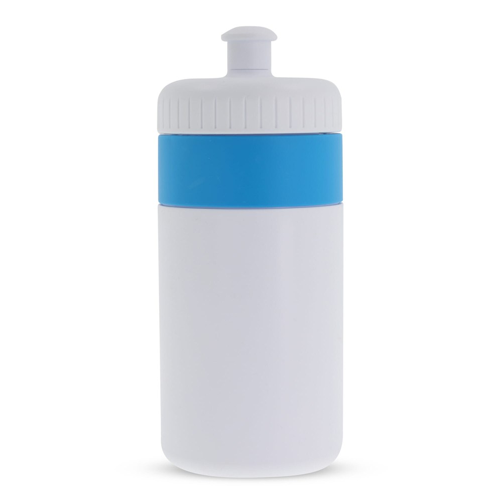 Sportflasche mit Rand 500ml - Weiss / Hellblau