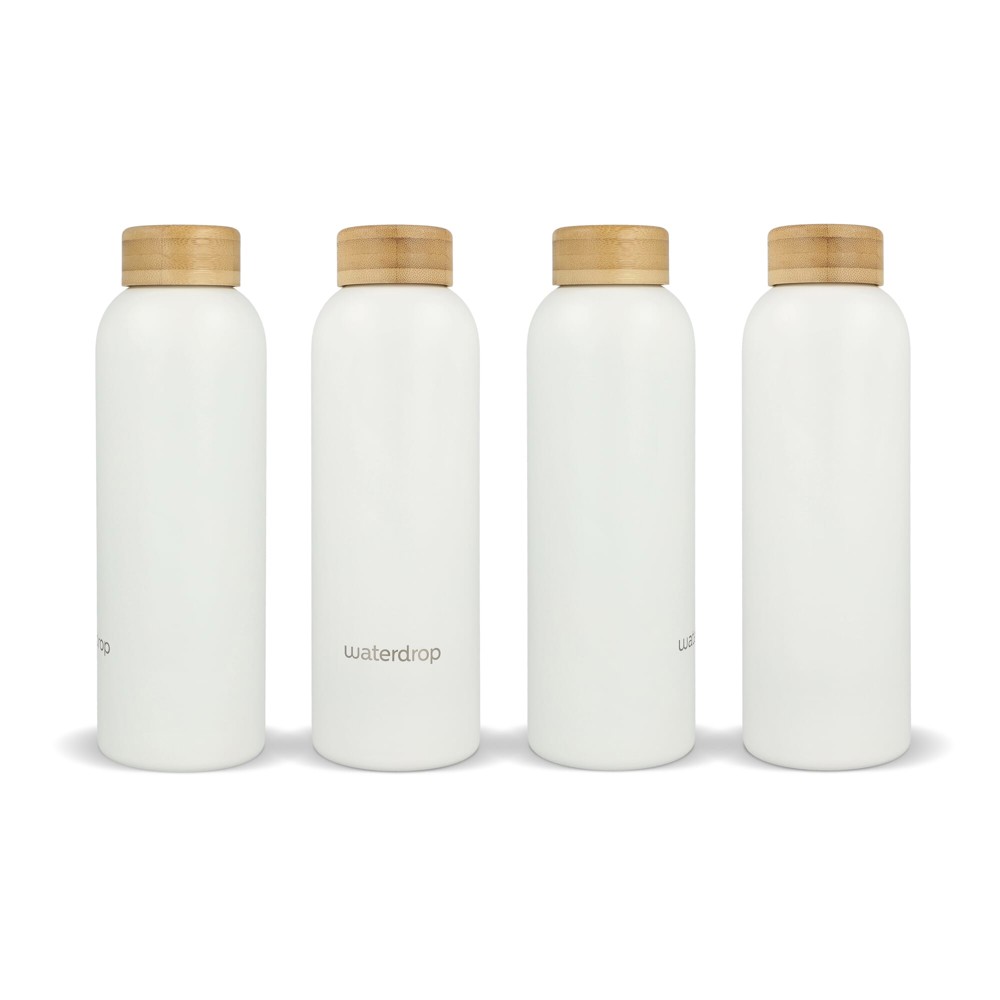 Waterdrop Edelstahlflasche mit Bambusdeckel 600 ml