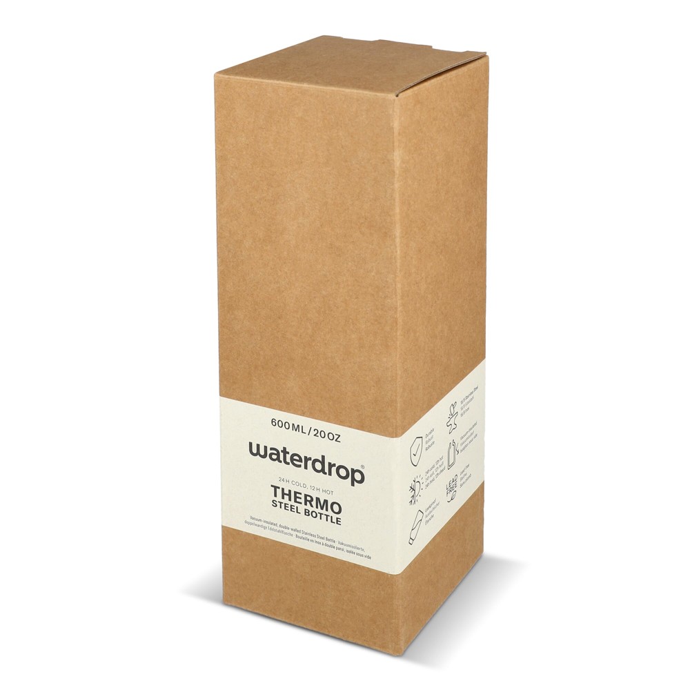 Waterdrop Edelstahlflasche mit Bambusdeckel 600 ml