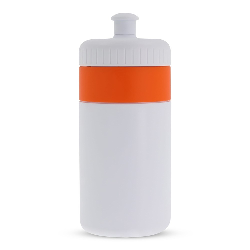Sportflasche mit Rand 500ml - Weiss / Orange