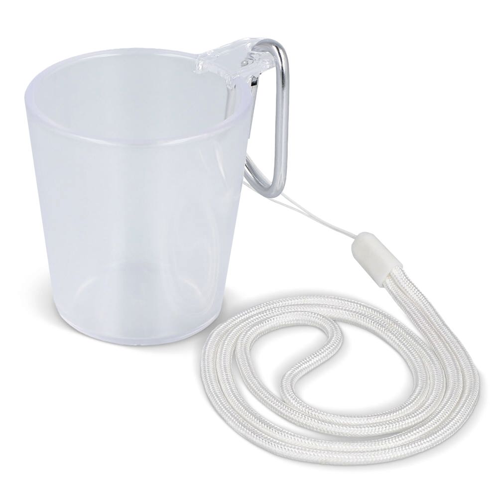 Festival-Shotglas mit Lanyard - Transparent / Weiss