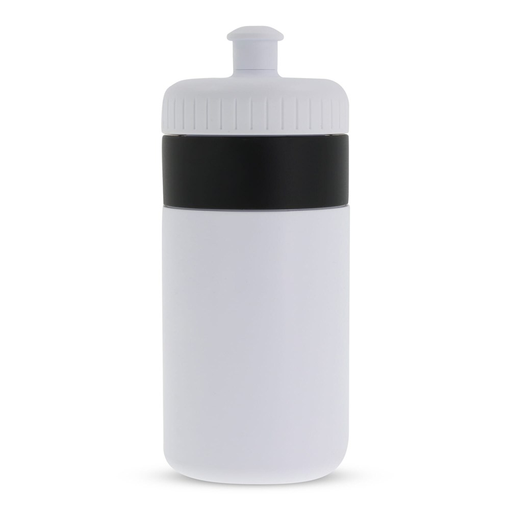 Sportflasche mit Rand 500ml - Weiss / Schwarz