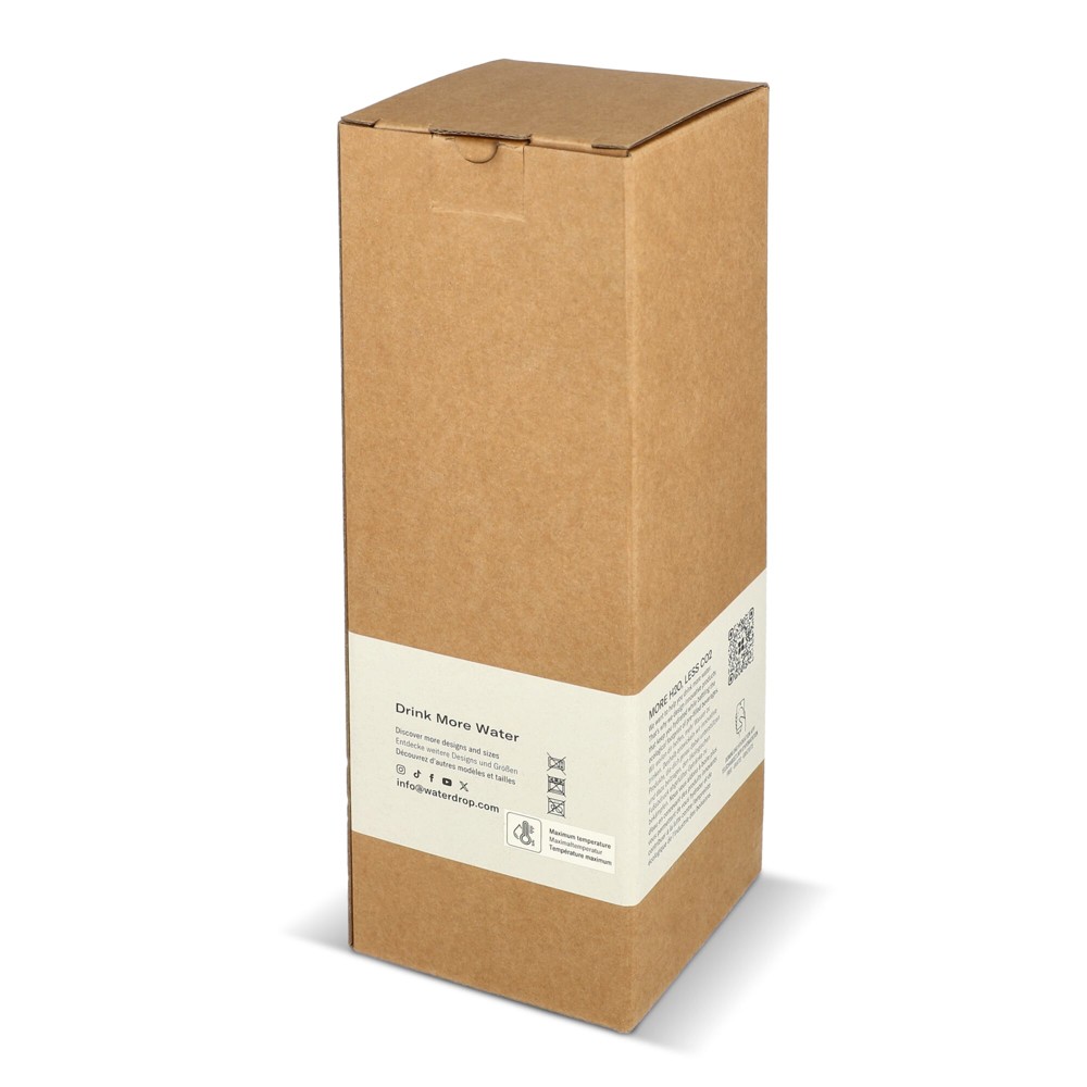 Waterdrop Edelstahlflasche mit Bambusdeckel 600 ml