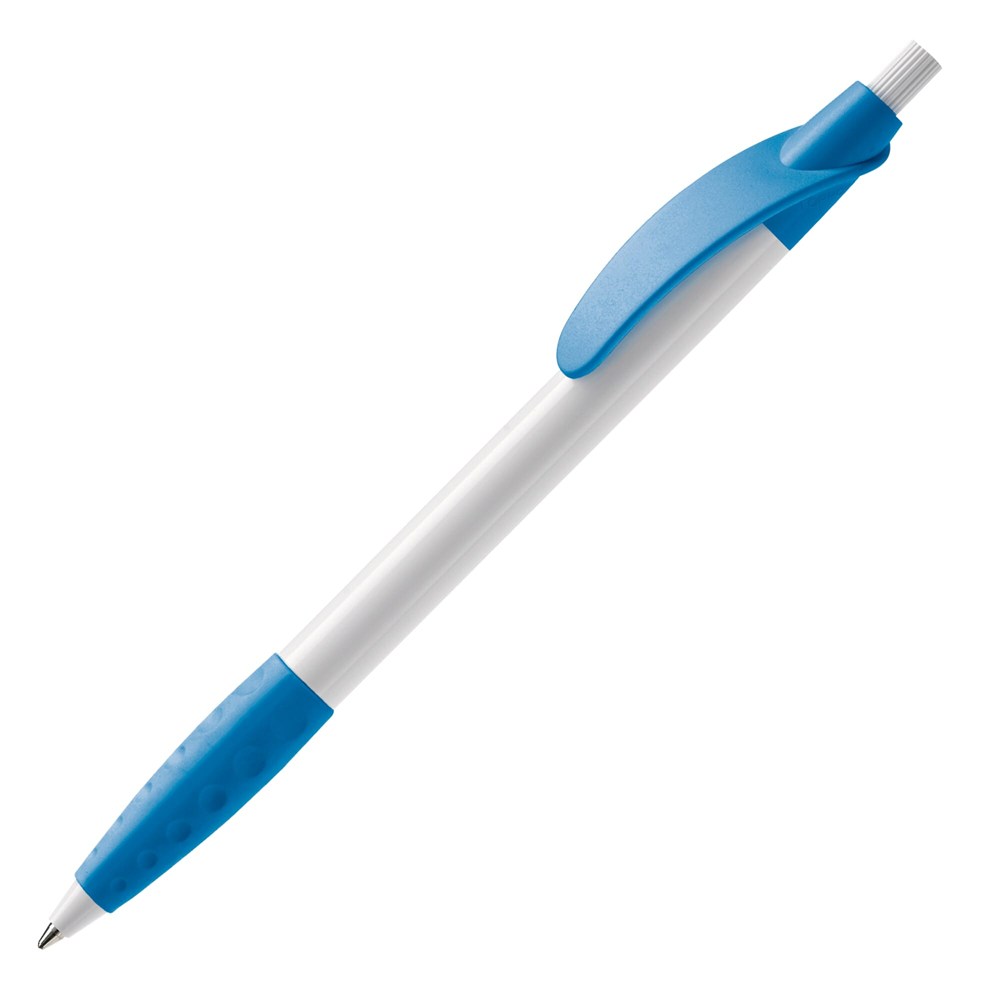 Kugelschreiber Cosmo Grip HC - Weiss / Hellblau