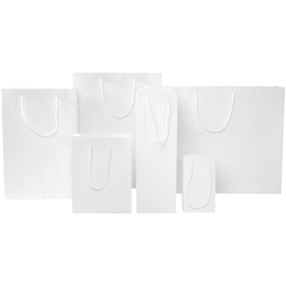 Handgefertigte 170 g/m² Integra-Papiertüte mit Kunststoff Kordelgriffen – 18 × 9 × 23 cm 