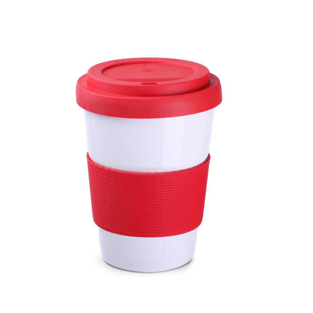 Becher Coffee2go Classic 350ml weiß - Red