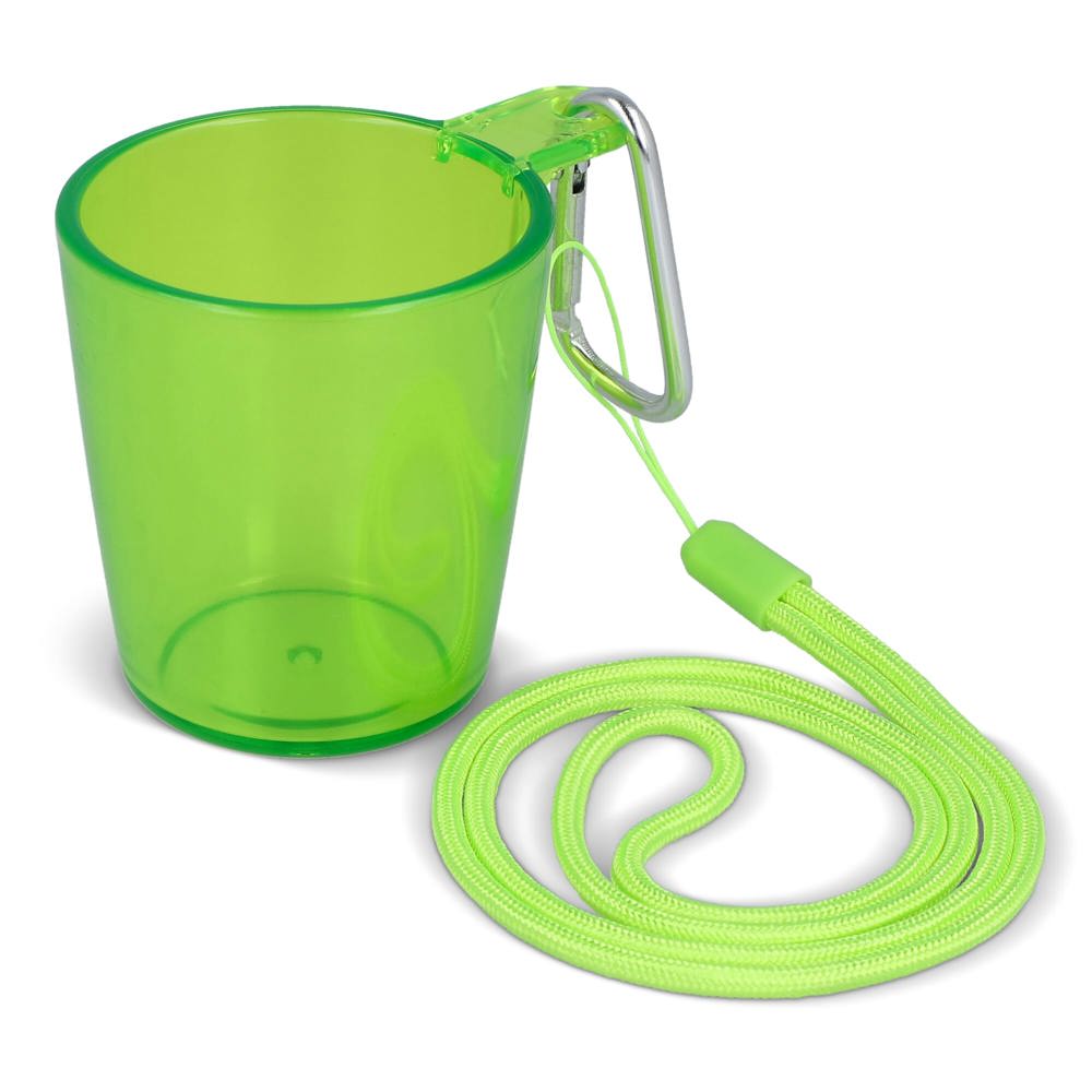 Festival-Shotglas mit Lanyard - Transparent / Dunkelgrün